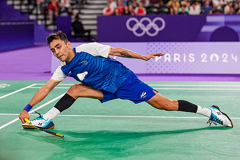 India’s Lakshya Sen plays a shot against Chinese Taipei's Chou Tien Chen